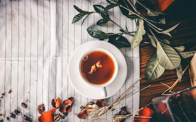 Tea serve on white teacup