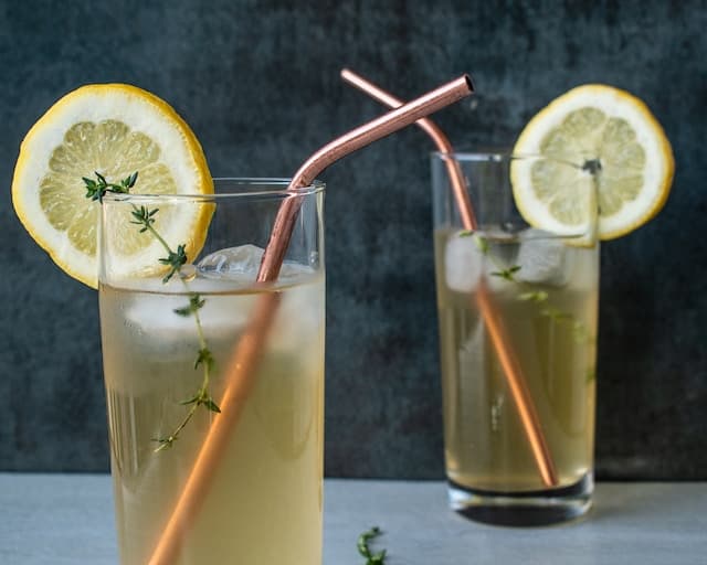 clear drinking glass with iced juice